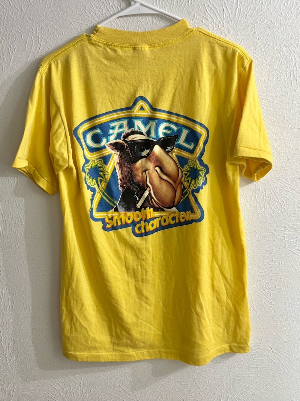 Vintage 80s Camel Joe Cool Yellow Single Stitch Pocket Tee L